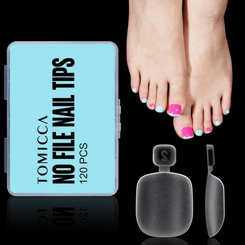 TOMICCA Toe Nail Tips, 120Pcs Short Square Acrylic False Soft Gel Full Cover ToeNail Tips Matte Press on Toenails, 12 Sizes Pre-shape Toenails For Nail Extension Home DIY Nail Salon Women Girls Gift