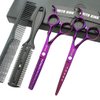 6.0 Inches Hair Cutting Scissors Set with Combs Lether Scissors Case,Hair cutting shears Hair Thinning shears For Personal and Professional (Voilet)