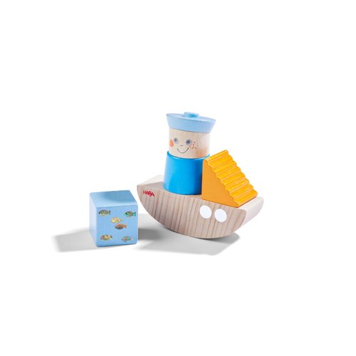 HABA Discovery Building Blocks Boat - Montessori Wooden Toys, Toddler Learning Toys 1-3, Educational Sensory Stacking Blocks, Made in Germany