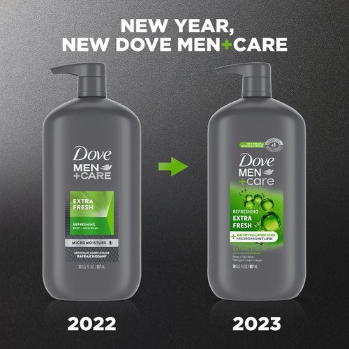 Dove Men+Care Body and Face Wash Refreshing Extra Fresh Body Wash for Men with 24-Hour Nourishing Micromoisture Technology, 30 oz