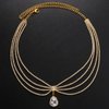 NAISKA Rhinestone Head Chain Multi Layered Headpieces Boho Hair Chian Wedding Hair Clips Forehead Bridal Headband Crystal Hair Band Party Hair Jewelry for Women and Girls(Gold)