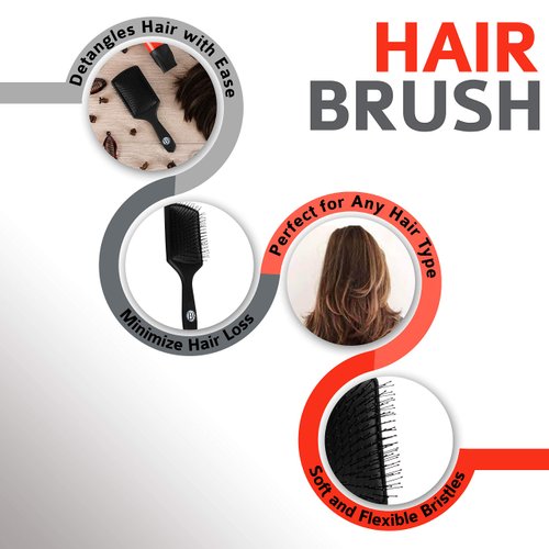 Beautify Beauties Paddle Hair Brush Best Hair Brush for Women, Men and Children, Black