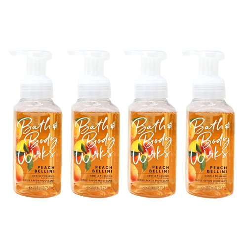 Generic Bath and Body Work PEACH BELLINI 4 Pack Gentle Foaming Hand Soap Set - 8.75 fl oz / 259 mL each, orange