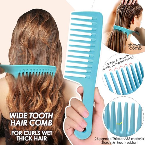 VITMOORY Hair Combs for Women Men, Wide Tooth Comb, Fine Tooth, Rat Tail Comb, Comb Set for Wet Curly Thick Thin Hair Styling (5PCS)