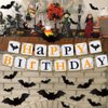 Halloween Birthday Party Decorations, Orange Black Latex Balloons Happy Birthday Banner 32pcs Black Vampire Bats for Kids Halloween Theme Birthday Party Supplies Kit