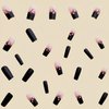 Fall Press on Nails Medium Fake Nails Pink Black Gradient Square Press on Nails Coffin Glossy False Nails with Pink Flowers Designs Full Cover Acrylic Nails Glue on Stick on Nails for Women 24PCS