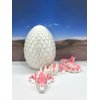 3D Printed Dragon with Dragon Egg, Articulated Mother and Child White and Pink Gemstone Dragons, Fidget ADHD Autism Toy, Executive Desk Toy MCDD063WP-BD007WP-GEM