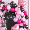 Pink Black Balloon Arch Kit, Mini Mouse Balloon Arch Kit, Pink and Black Polka Dot Balloons Mini Mouse Theme Party Decorations, Mini Balloon Arch for Girls Birthday Party Mini Mouse Party Supplies