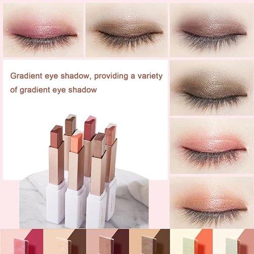 3pcs Two-color Eye shadow Stick Set, Makeup Pen Color Gradient Eye shadow Rotation Flash Radiation Eye shadow Stick Durable Women's Eye Makeup Eye shadow Stick Set Waterproof Sweat Proof (235)