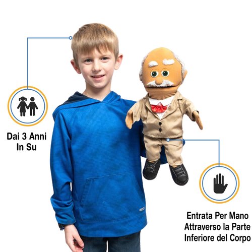 14" Pops, Hispanic Grandfather, Hand Puppet