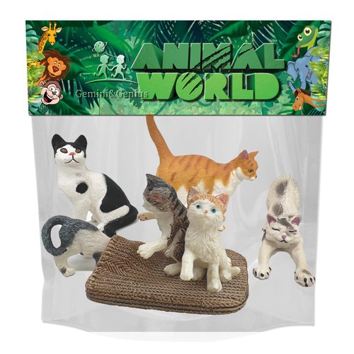 Gemini&Genius 6Pcs Cat Toys for Kids, Cat Figurines, Realistic Kitten Toys for Toddlers, Funny Pet Animal Toys, Cute Cats Action Figures for Cake Toppers, Birthday Gifts for Kids