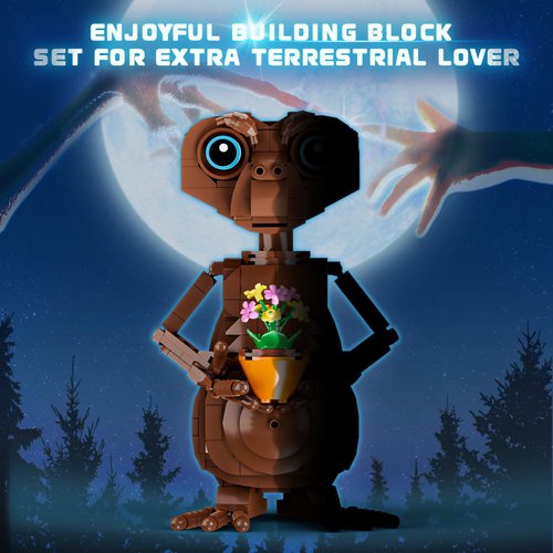 Godarscuppie E.T Alien Bricks Model Terror Science Movie Figures Scary Aliens Building Blocks Set, E.T Toys Brown Robot Figure, Scary Aliens Xmas Gifts