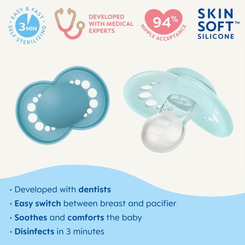 MAM Original Matte Baby Pacifier, Nipple Shape Helps Promote Healthy Oral Development, Sterilizer Case, 2 Pack, 6-16 Months, Boy,2 Count (Pack of 1)