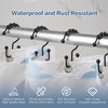 DAWNER Shower Curtain Hooks Rings, Rust Proof Hooks, Metal Easy Glide Double Shower Rings Hooks, Stainless Steel Shower Curtain Hangers for Bathroom Shower Curtains, Set of 12 Hooks, Matte Black