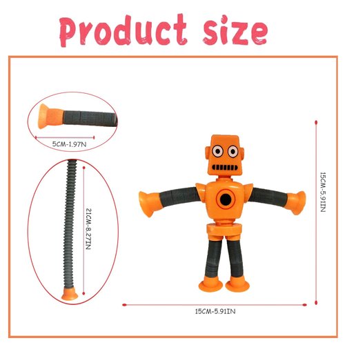 QWQR Changing Shape Robot Toy, Suction Cup Toys,Autism Sensory TelescopicPop Tubes Fidget Toys,Parties Birthdays, Easter, Valentine's Day TravelParty Game. (Multicolor 12pcs)