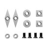 Aogbra 8Pcs Tungsten Carbide Cutters Inserts Set for Wood Lathe Turning Tools(Include 11mm Square with Radius,12mm and 8.9mm Round,30x10mm Diamond with sharp point),Supplied with Screws