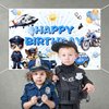 Policeman Happy Birthday Backdrop Banner Cartoon Police Car Helicopter Dog Police Theme Background Decor for Kids Boys Girls Birthday Party Favors Decorations Supplies 72x43in-BECKTEN
