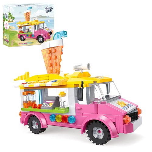 Tblicked Dream Girls Friends Juice Truck Building Sets 189 Pieces Juice Van Building Kit Beach Holiday Summer Vehicle Set City Food Car Building Toys Gift for Girls Boys Aged 6-12