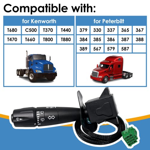 KITONLA Turn Signal Switch with 8 Wire, Fit for Kenworth & Peterbilt, Replacement Part# P27-1067, P271067, P27-6221, TRW 480791, 20548AA, A0613-002-00