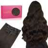 WENNALIFE Clip in Human Hair Extensions 80g 5pcs 20 Inch, Remy Clip in Hair Extensions Real Human Hair Dark Brown Virgin Human Hair Clip Ins Extensiones De Cabello Humano Con Clip