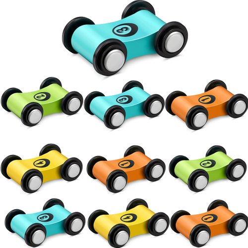 10 Pieces Wooden Mini Car Wooden Car Ramp Race Track Toys for Aged Over 3 Years Old, Wooden Car R...