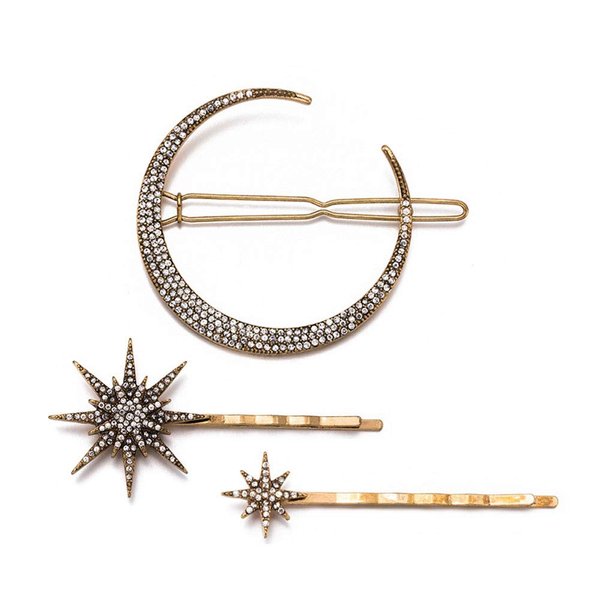 3 PCS Women Alloy Rhinestone Moon Snowflake Star Hair Clip Bobby Pins Hair Barrettes Beauty Hair Styling Accessories