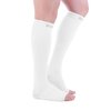 Doc Miller Open Toe Compression Socks, 30-40 mmHg, Toeless, Support Circulation, Shin Splints, Calf Recovery, Varicose Veins, Knee High, Medical Grade, White Socks, Medium Size for Men & Women, Pair