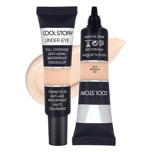 2 PCS Under Eye Concealer Full Coverage, Waterproof Color Correcting Concealer All Day Coverage Dark Circles, Puffiness, Redness, Lightweight Cream Foundation Brightener, Natural Matte Finish, Medium