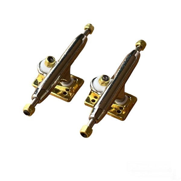 LEEFAI Pro Fingerboard Trucks 32/34/36mm 4.0-Regular Kingpin-Upgraded v2 baseplate with Hardware-Baseplate Color and Size (34mm,Gold)