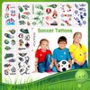 Aoriher 108 Pcs Soccer Party Favors Set Soccer Party Themed Goodie Bag Fillers Mini Soccer Balls Whistle Silicone Bracelet Tattoo Sticker Temporary Keychain for Sport Party Supplies