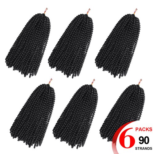 Spring Twist Hair 14 inch 6 Packs Fluffy Spring Twist Crochet Hair Passion Twist Crochet Hair Synthetic Braiding Hair Extensions 15 Strands/Pack(14inch, 2)
