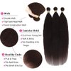 Dark Brown Yaki Straight Bundles Color 4 Human Hair Bundles Light Brown Kinky Straight Hair Double Weft Brazilian Remy Hair Extensions Soft and Silky for Black Women (24 26 28 Inch 3 Bundles)