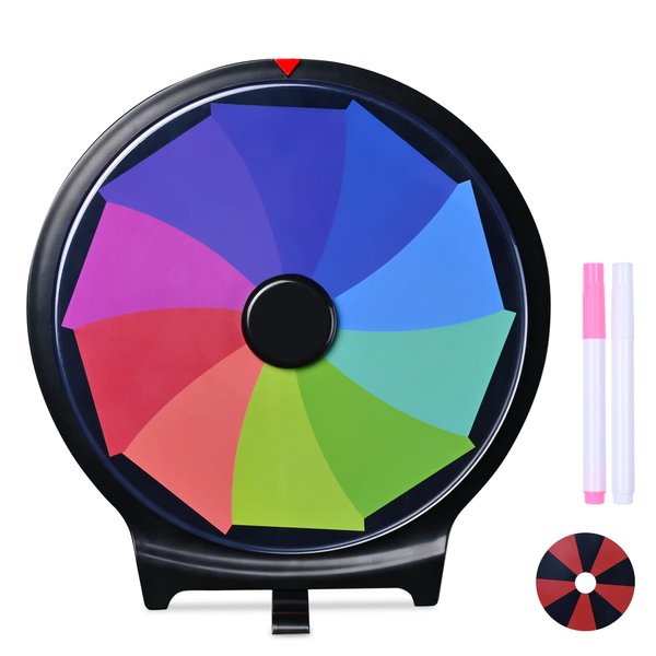 WinSpin 10" Double Sided Prize Wheel with Desktop Stand Dry Erase 10 Slots Spinning Wheel for Pub, Party, Home Game, Carnival and Holiday Activities
