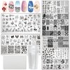 LoveOurHome Stamper Nail Stamping Kit 8pc Geometric Lace Animal Flower Nail Art Stamp Plates Template Stencil with Silicone Stampers Scrapers for Acrylic Manicure Design