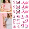 Breast Cancer Temporary Tattoos for Women -10 Sheets Breast Cancer Party Decorations Pink Ribbon Face Fake Tattoos Sticker Gifts for Woman Breast Cancer Awareness Party Favor Supplies