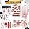 NOOEPC Scars Tattoo Temporary And Red Face Gems Halloween Makeup Kit, Halloween Stickers Chucky Costume Halloween Tattoos Cut Scary Face Wound Blood Chucky Scars Tatoos For Kids Women Men Boys Girls