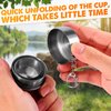 Outdoor Kitchen Collapsible Water Cup - Travel Coffee Cup Outdoor Drinking Water Tin Shot Glasses with Lid Stainless Steel Shot Keychain Metal Cup - Cute Shot Glasses With Lids Metal Camping Cup 75 ml