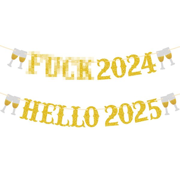 Hello 2025, Happy New Year Banner, New Years Eve Party Supplies 2025 | Happy New Year Party Decorations | NYE Party Decorations | Happy New Year Sign