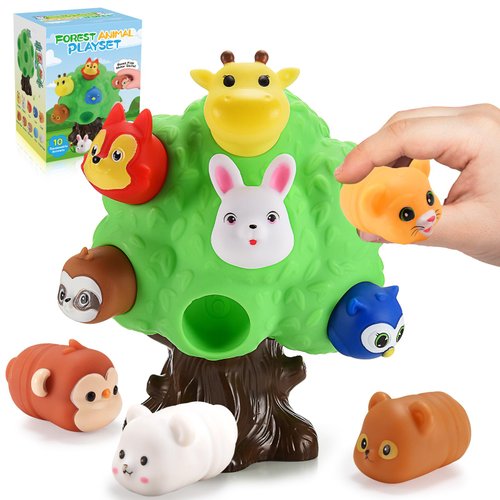 SnapGlowz Toddler Toys, Animal Learning Toys for Toddlers 1-6 Forest Animal Playset Montessori Toys for 2-6 Boys Girls Animal Figures Sensory Toys Educational Christmas Birthday Gifts for Boys