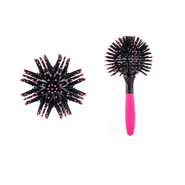 Natudeco 3D Curly Hair Comb Round Shape Brush Heat Resistant 360 Degree Spherical Curling Brush for Removes Dandruff Dirt