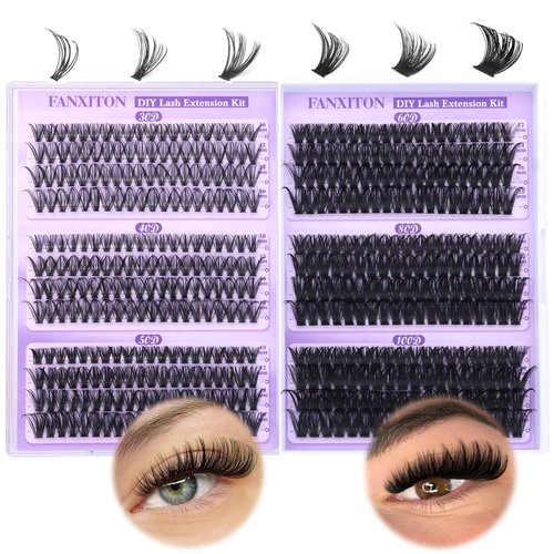 Natural Lash Clusters Wispy Eyelash Clusters 30D+40D+50D+60D+80D+100D D Curl Lash Extension Volume Individual Lashes Lash Clusters D Curl DIY Cluster Eyelash Extensions for Beginners by FANXITON