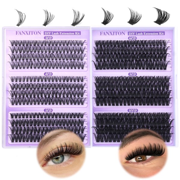 Natural Lash Clusters Wispy Eyelash Clusters 30D+40D+50D+60D+80D+100D D Curl Lash Extension Volume Individual Lashes Lash Clusters D Curl DIY Cluster Eyelash Extensions for Beginners by FANXITON
