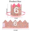 SuPoo 6th Birthday Decorations for Girl Sprinkle 6th Birthday Hat Headband Glitter Birthday Crown for Girls Princess Tiara with Elastic Band 6 Year Old Happy Birthday Party Cap Decorations Supplies