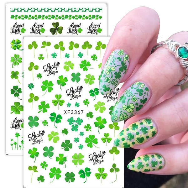 St. Patrick’s Day Nail Art Stickers Shamrock Nail Stickers 3D Self-Adhesive Luck of Irish Clover Nail Decals Leprechaun Shamrock Nail Deisgn for Women Nail Art Supplies Manicure Tips 6sheets (clover 1)