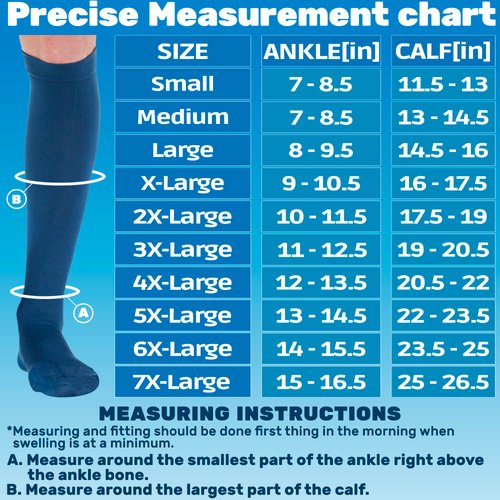 Made in USA - Compression Knee High for Women and Men 20-30mmHg - Graduated Support Opaque Compression Socks for Swelling, Lymphedema, Pregnancy, Leg Pain - Navy, Medium - A105NV2