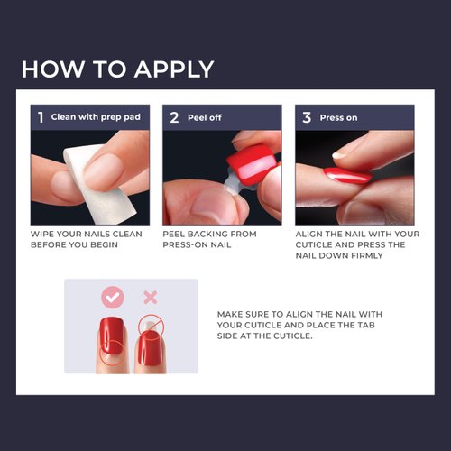 KISS imPRESS No Glue Mani Press On Nails, Design, 'Dorothy', Pink, Short Size, Squoval Shape, Includes 30 Nails, Prep Pad, Instructions Sheet, 1 Manicure Stick, 1 Mini File