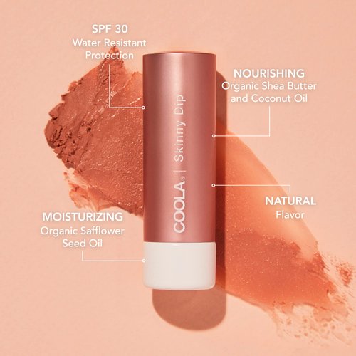 COOLA Organic Tinted Lip Balm & Mineral Sunscreen with SPF 30, Dermatologist Tested Lip Care for Daily Protection, Vegan, Skinny Dip, 0.15 Oz
