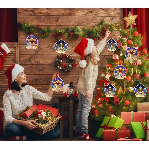 FLYAB 24PCS Make a Nativity Scene Stickers Ornament Craft Kit Christian DIY Nativity Stickers for Kids Religious Party Games Activities for Christmas Vacation Bible School Classroom Party Supplies