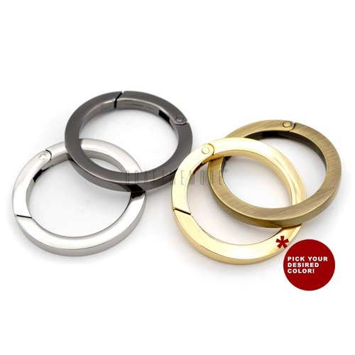 CRAFTMEMORE Metal O Ring Spring Opening Purse Making Snap Angle-Edge O-Rings Clip Key Ring Holder 2pcs SCOF (1 1/2 Inch, Gold)