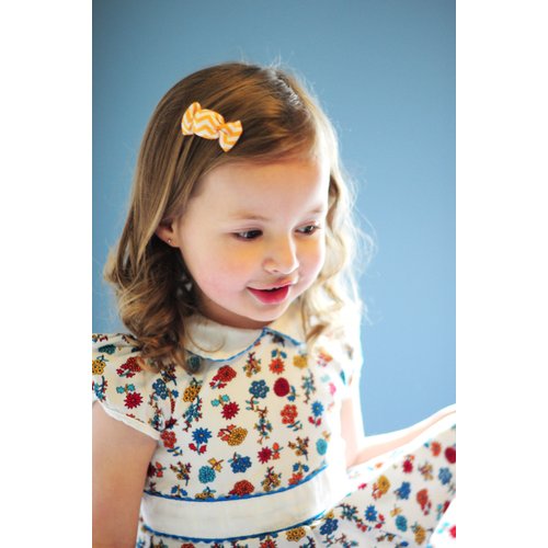 Bom Bom Chevron Yellow Cotton Hair Clip